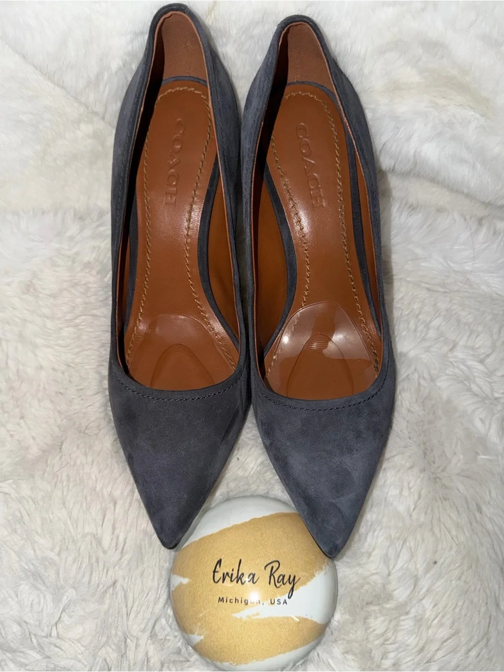 COACH Gray Waverly Suede Pumps